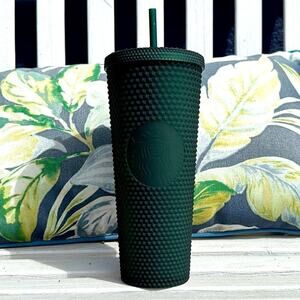 NWT Starbucks Matte Dark Forest
Green Jelly Studded Tumbler Cold
Cup 24oz 2022